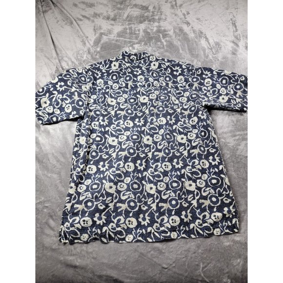 90s Vintage Bugle Boy Blue Button-Down Shirt floral Hawaiian Mens Size Large - Picture 6 of 6
